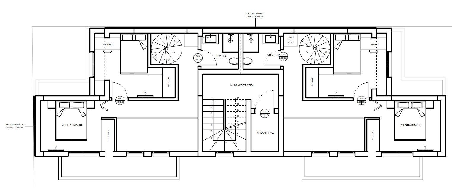 Athens 8 story reinforced concrete building structural analysis