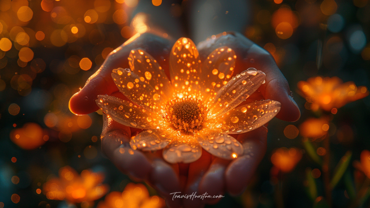 Gratitude concept with hands and daisy flower Gratitude concept with hands and daisy flower