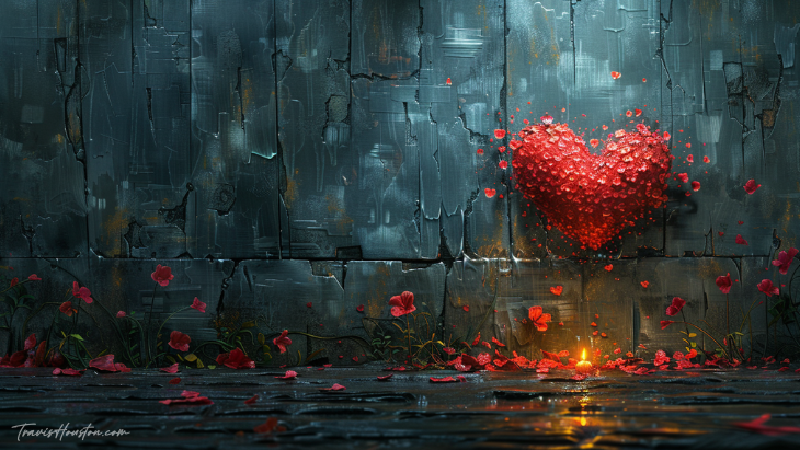 Heart of flowers on a wall, watercolor Heart of flowers on a wall, watercolor