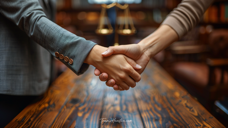Two people shaking hands in a legal partnership Two people shaking hands in a legal partnership