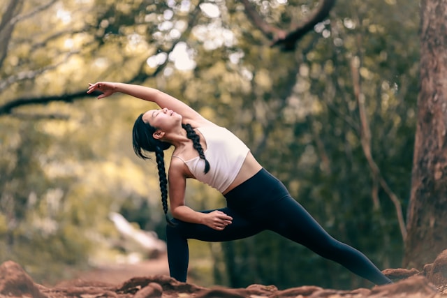 woman doing a stretch for decompression