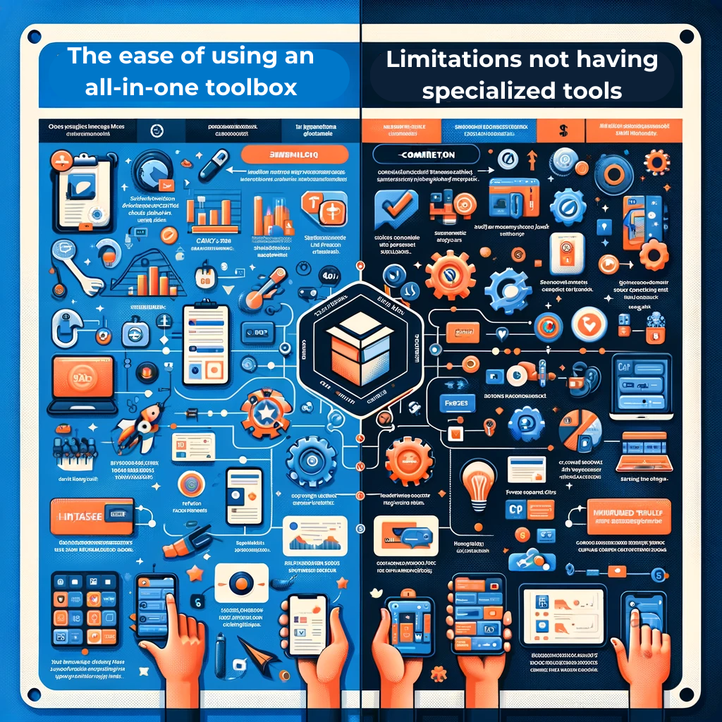 ease of an all-in-one toolbox with the limitations of not having specialized tools