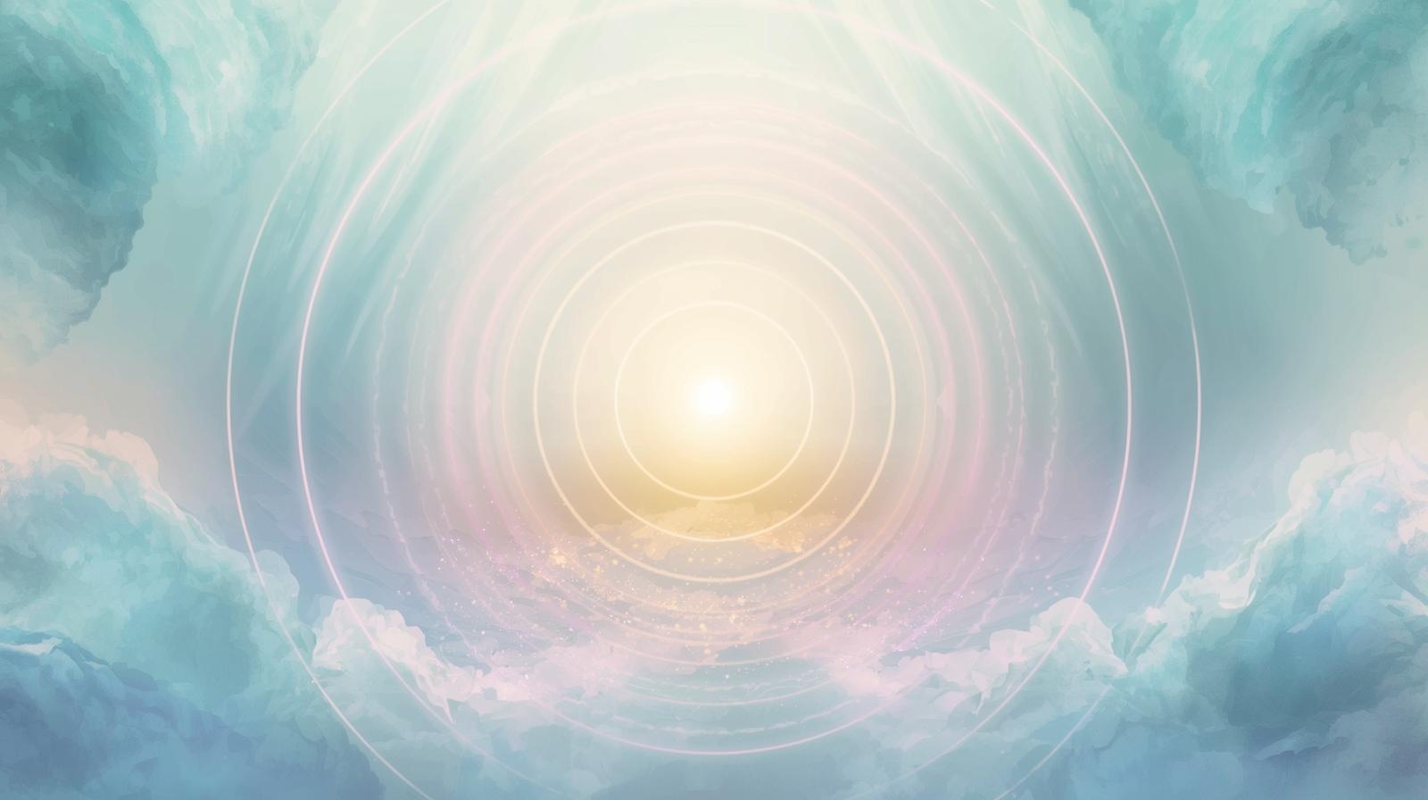 Abstract energy waves radiating from a calm center, symbolizing balance and harmony through the Harmonic Reset Method.