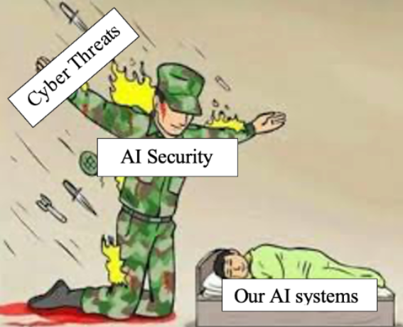 What do you think of when I talk about AI security? Perhaps you think of stopping killer robots, using machine learning to detect cyber security attacks, making sure AI isn’t discriminatory, or preventing the development of harmful AI systems. These are all important aspects of ensuring AI systems are being developed and used responsibly.  I use the term AI to describe a system that can generate outputs to achieve human-defined objectives without explicit programming or human direction. This includes chat bots, language translation, document readers, social media recommendation systems, data processing for predictions or recommendations, and more. AI is everywhere, which makes responsible, safe, and secure AI practices so important. If you’re interested in learning about these related, responsible AI fields, I’ve left more details at the end of this blog!  What is AI Security?  AI security prevents AI systems from being hacked. This is different from using AI to help with our cyber security practices, which aims to use AI to protect systems from threats. You might see this field also referred to as AI Cybersecurity, Cybersecurity for AI, AI Security Operations (AISecOps), or Machine Learning Security Operations (MLSecOps).  Meme format of a soldier protecting a child with an AI security label over the soldier and AI systems over the child. Image: Google Images  The incentive for hackers to attack AI systems grows as AI gets adopted in various industries and continues to get integrated into different critical systems. Yet awareness of AI security is lagging.  77% of companies reported that they identified breaches to their AI in the past year  AI systems have additional unique weaknesses that need to be considered in addition to existing cybersecurity vulnerabilities. Adversarial Machine Learning is the field that develops attacks that exploit unique AI weaknesses. As Adversarial Machine Learning is a maturing field, there is a lack of appropriate models to concisely communicate the consequences of Adversarial Machine Learning attacks. Here at Mileva, we have developed the 3D models to help AI businesses manage and understand their AI security risk by categorizing attacks by the three main impacts they have. (Notes: The 3D framework is currently under consideration for the ICITA conference).  The 3Ds of AI Security  Deceive: Techniques that manipulate AI systems to produce incorrect outputs.  Disrupt: Techniques that interfere with the normal functioning of AI systems.  Disclose: Techniques that extract sensitive information from AI systems.  An image of a chainsaw is labeled ‘chainsaw’, and an image of a chainsaw with $$$ pasted over it is labeled ‘piggybank’. Photograph: OpenAI, The Guardian  An image of a self-driving car stopped in the middle of the road with a cone on its bonnet. The title reads Protesters Take on Self-Driving Cars. Photograph: ABC7  An image of a ChatGPT message leaking information. Redacted items are personally identifiable information. Image: Google DeepMind  I’ve provided (my personal favorite) examples of AI security attacks at work. They can seem a bit silly, but demonstrate how AI systems can fail in ways that we don’t expect!  How is AI Security different from cybersecurity?  “We’ve been able to Deceive, Disrupt, and Disclose systems with other cybersecurity methods for a while now, what makes AI security different?”  How some people think about AI Security… … vs. How AI Security currently fits into Cybersecurity  Image of a character being blocked by a locked door despite giant holes in the wall. Image: Google images  Image of a door with a cheeto holding the lock together. Image: Google images  AI systems have a stochastic element (the statistical word for randomness) that traditional, deterministic software systems don’t have. As a result, current cybersecurity measures have a blind spot to AI weaknesses that haven't necessarily been present in non-AI systems.  Key features of Adversarial Machine Learning attacks:  A broader attack surface: There are different ways to influence machine learning models to get the outcomes you desire. Some require you to only have access to the AI system’s user interface while others alter public data that you know is being scraped to train AI.  Can be more subtle: Some attacks are minimally intrusive, making it difficult to determine whether someone is just using the system or is trying to subvert it without intentionally investigating.  Can have widespread impact: Many AI solutions rely on common models, data sources, and/or libraries. If you can attack the state-of-the-art models, you can likely attack many systems.  What are the challenges in the AI security field?  AI Security is gaining traction and the community is growing. Just in the last year, we have seen:  Big tech firms continued to develop AI security functions and tooling, including (but not limited to) Google releasing their first AI red-teaming report and Microsoft announcing PyRit, a GenAI red teaming tool.  Hunt’r, the world’s first bug bounty platform for AI/ML, was announced.  Various public institutions continue to develop and release advice for the security of our AI systems.  A screenshot of the frequency the term ‘AI Security’ gets searched over time as a percent over the maximum search frequency. The graph shows interest in AI Security has grown rapidly over the last 4 years. Image: Google Trends  However, AI security has a ways-to-go. The percent of organizations that have practices in place to secure their AI is too low and doesn’t match the rate at which the technology is being adopted. AI Security faces several challenges being a (relatively) emerging field:  Awareness of AI security: The general level of AI security literacy in practitioners needs to grow.  AI technologies are diverse: Spanning various techniques and application contexts, AI security developers have to balance designing generalizable AI security tools with the specificity to be useful. The field is still in the process of maturing and standardizing security testing and vulnerability disclosure practices.  It’s an interdisciplinary field: To develop new tools or techniques requires a good understanding of very broad disciplines: data science, computer science, AI systems, and cybersecurity operations.  So what’s next?  Our mission in Mileva is to tackle these challenges as we believe in the importance of AI security. This article is the first of three in a series designed to introduce AI security to people who haven’t heard about the field before!  We need more cybersecurity practitioners, data scientists, and tech strategy and policy professionals involved in the practice; the more secure our AI systems will be as a whole!  By the end of the series, I hope to leave readers with insight on why AI attacks work and how an AI hacker might go about designing an AI attack. The next blog will go through case studies to answer: What can AI attacks do? Stay tuned!