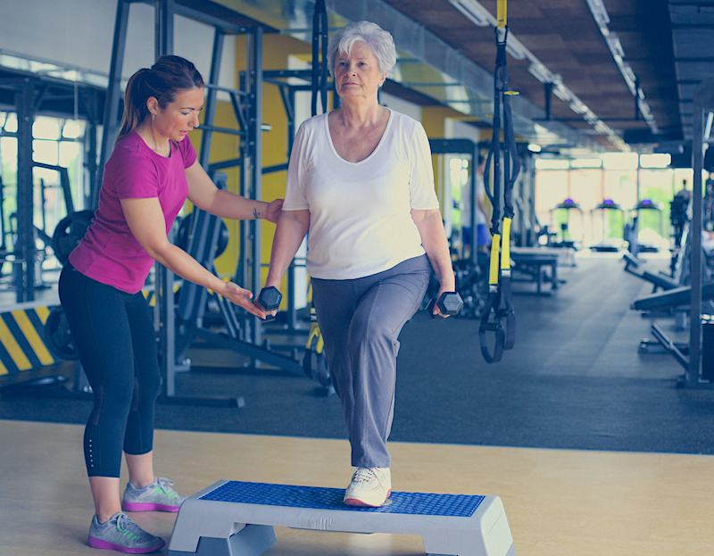 senior woman doing balance training