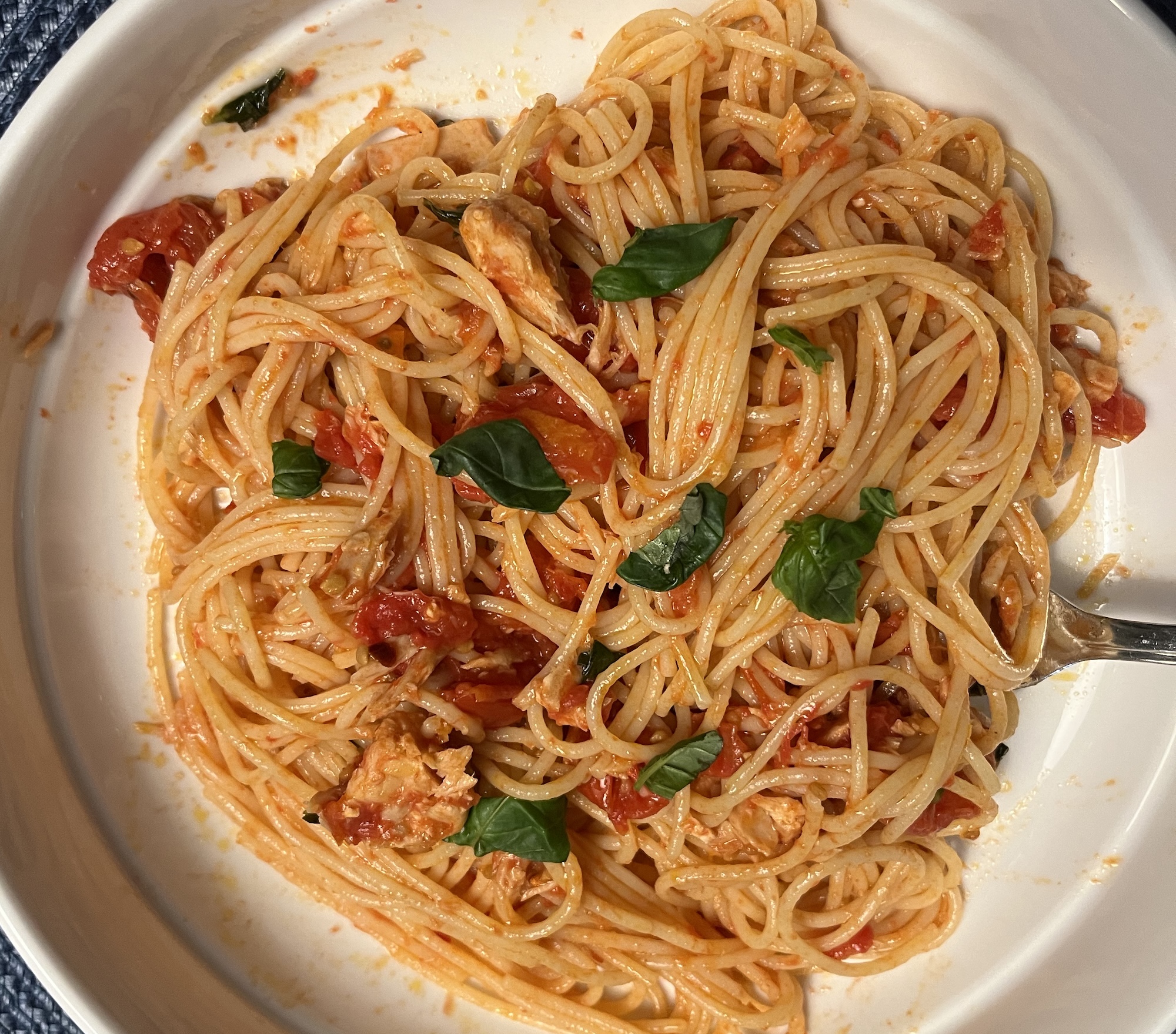Senior-Friendly Healthy Recipe: Tuna on Angel Hair Pasta with Cherry Tomatoes