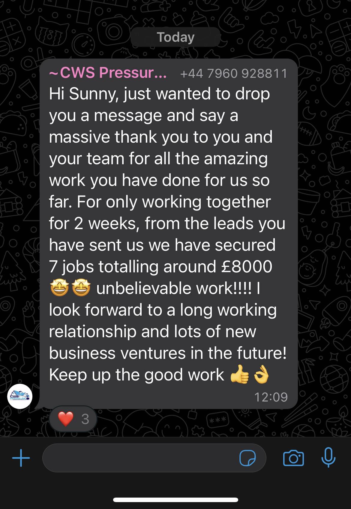 CWS Pressure Washing WhatsApp win