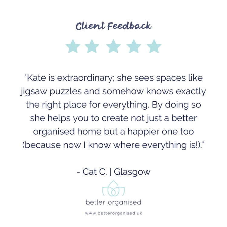 Positive client feedback / review for Kate at Better Organised.