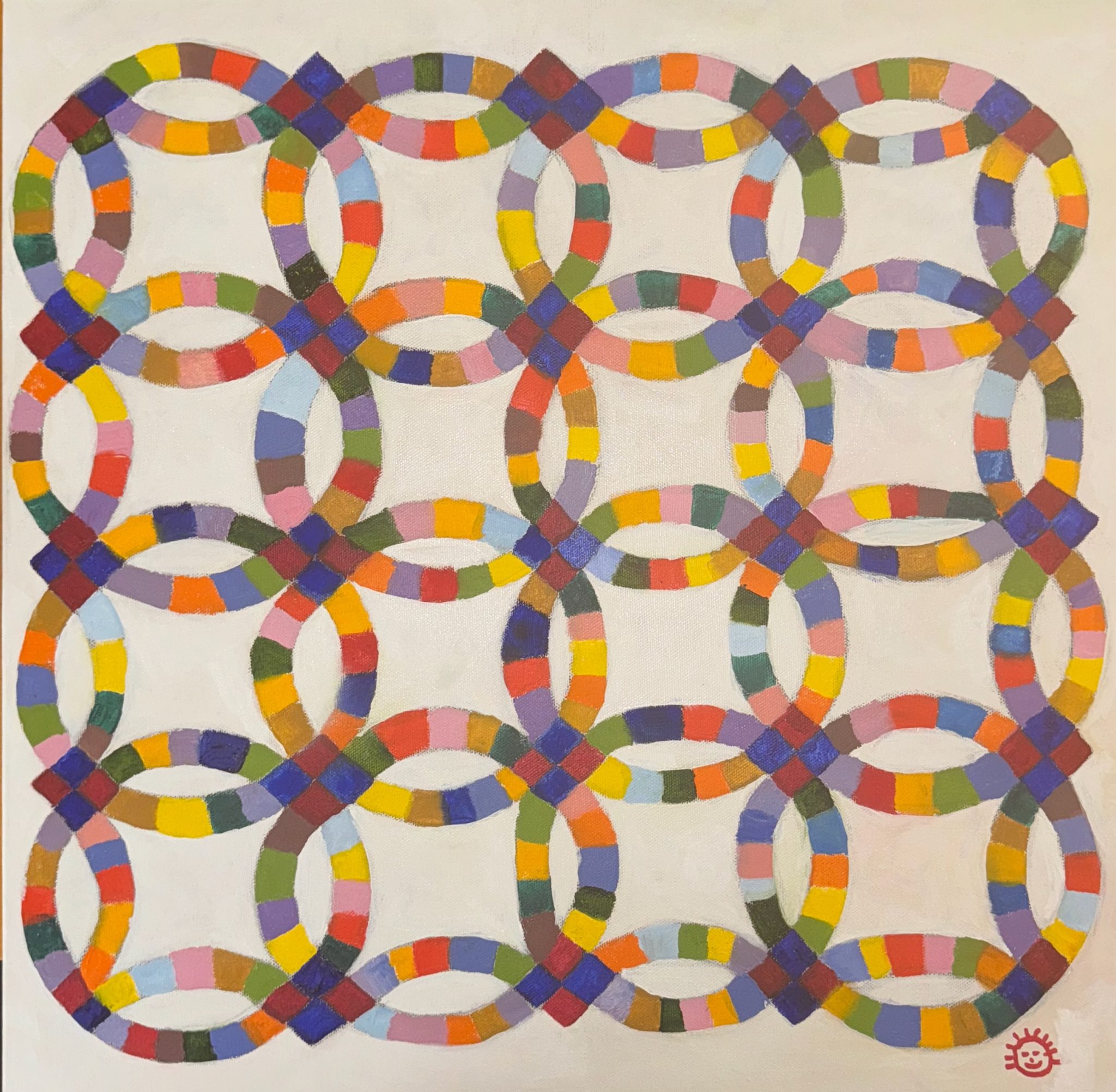 Double Wedding Ring, Oil on canvas, 20 x 20 in, $400 Double Wedding Ring, Oil on canvas, 20 x 20 in, $400