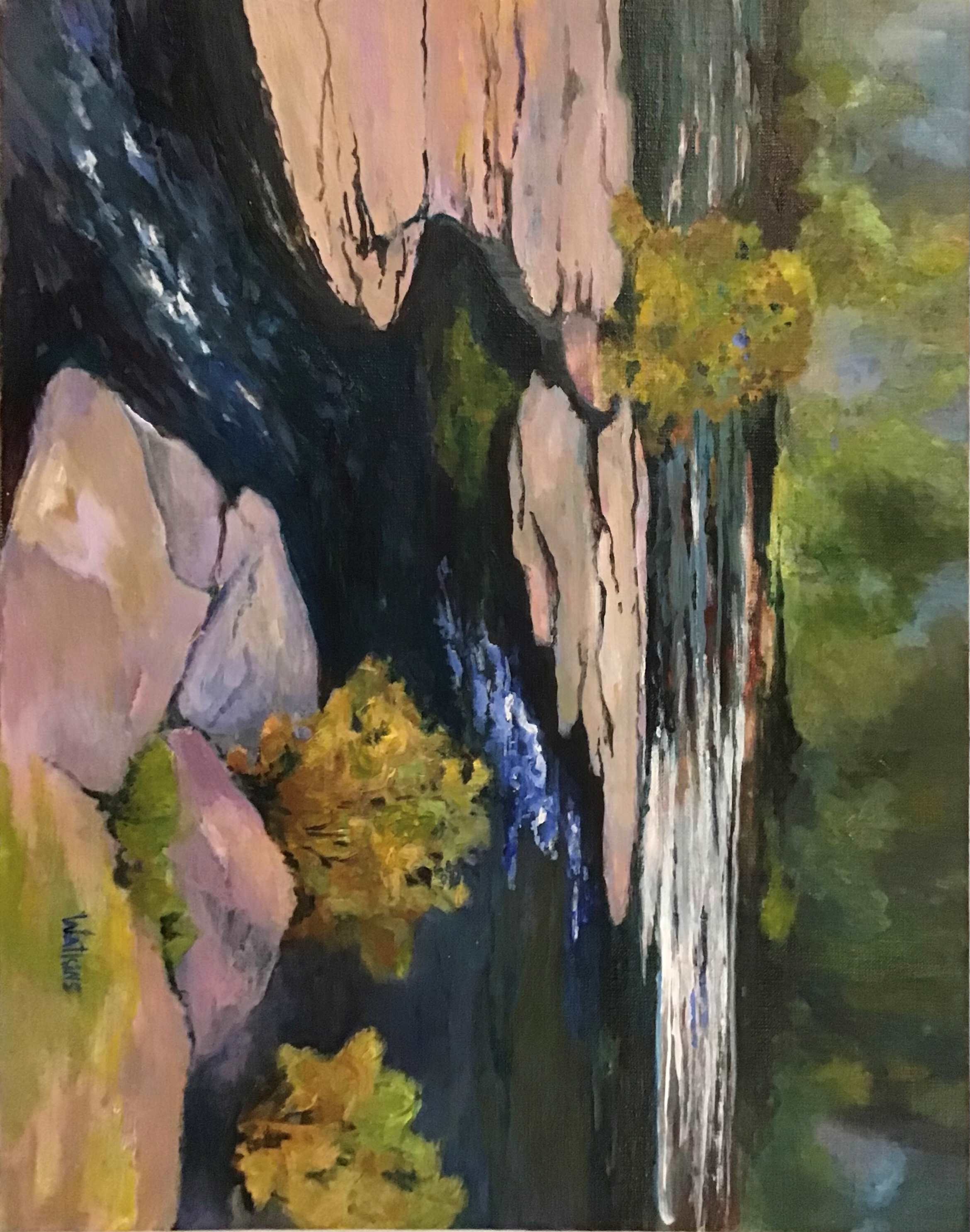 Painting of New River Gorge flat rocks by Jerre Watkins
