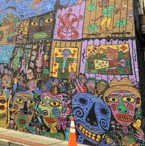 Detail of Charles Hamilton's montage mural.