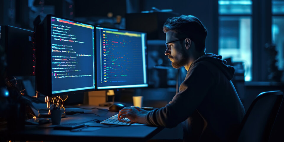 Focused man coding macros on dual monitors—symbolizing the systemizing brilliance and cognitive ignition behind the Ultimate Divergence healing framework. Focused man coding macros on dual monitors—symbolizing the systemizing brilliance and cognitive ignition behind the Ultimate Divergence healing framework.
