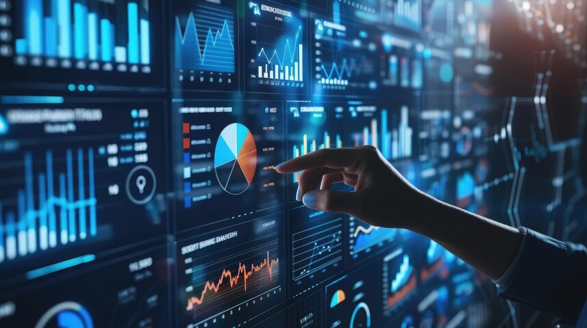 Hand navigating interactive data charts and graphs, representing the pattern recognition, logic, and analytical strengths that define a powerful systemizing mind. Hand navigating interactive data charts and graphs, representing the pattern recognition, logic, and analytical strengths that define a powerful systemizing mind.