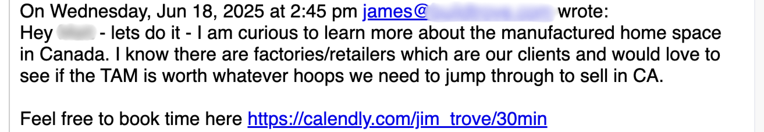 Real reply screenshot from cold outreach campaign