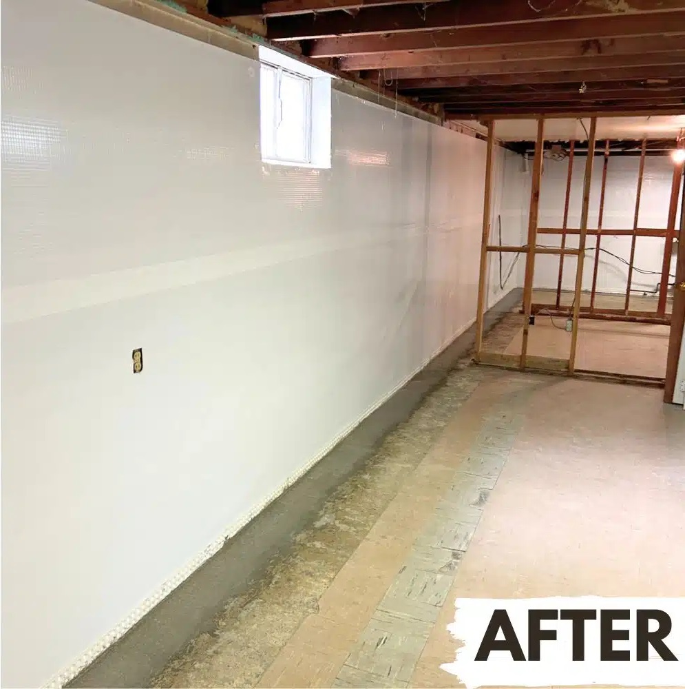 Basement after drainage installation — clean and dry