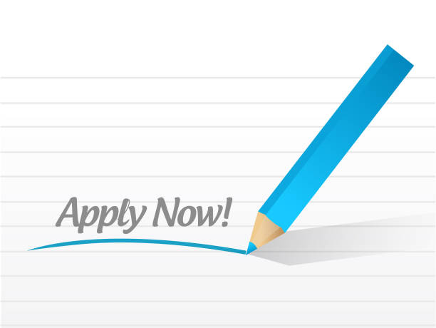Notepad with pen writing "apply now" as a call to action.
