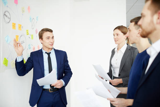 A team of Elite Life Agency's best insurance agents discussing the program over the whiteboard.