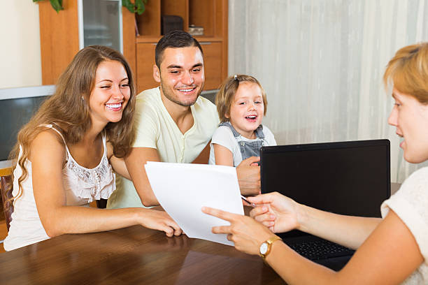 Happy family with life insurance policy