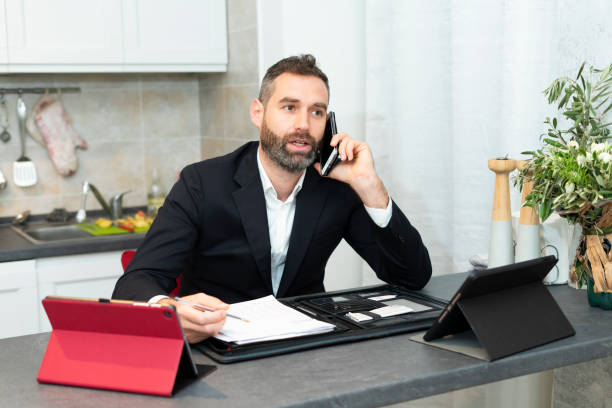 "Remote insurance agent working on a laptop"