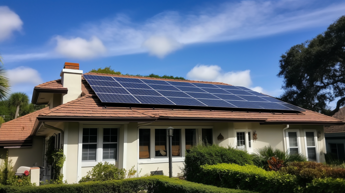 Florida solar home rooftop solar glistening in the sun light installed by soligo solar solutions Florida solar home rooftop solar glistening in the sun light installed by soligo solar solutions