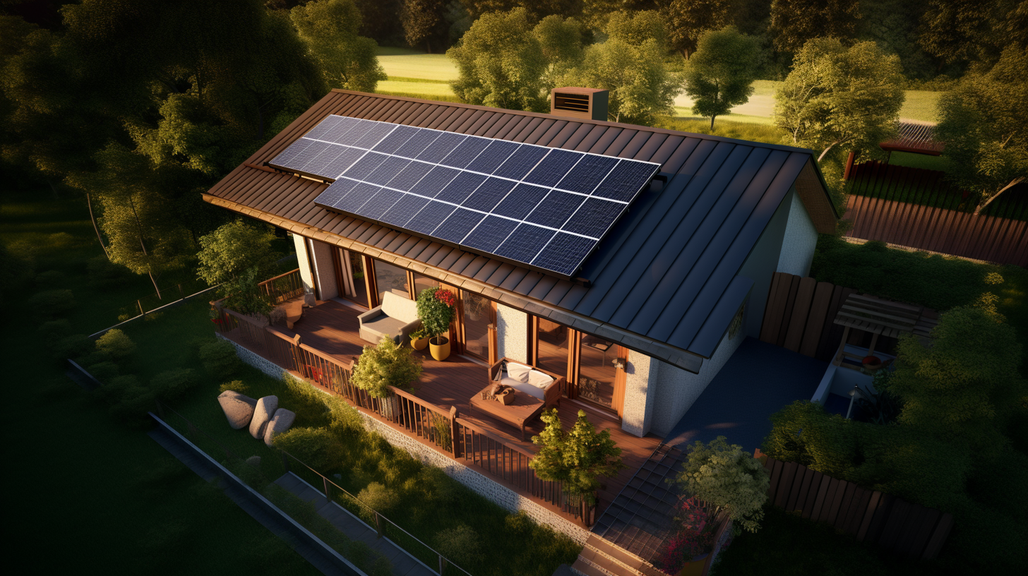Solar powered home with solar panels on the roof in Florida. Solar powered home with solar panels on the roof in Florida.