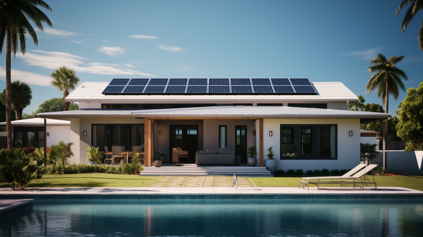 Florida Home With Pool With Shinning Rooftop Solar Panels Florida Home With Pool With Shinning Rooftop Solar Panels