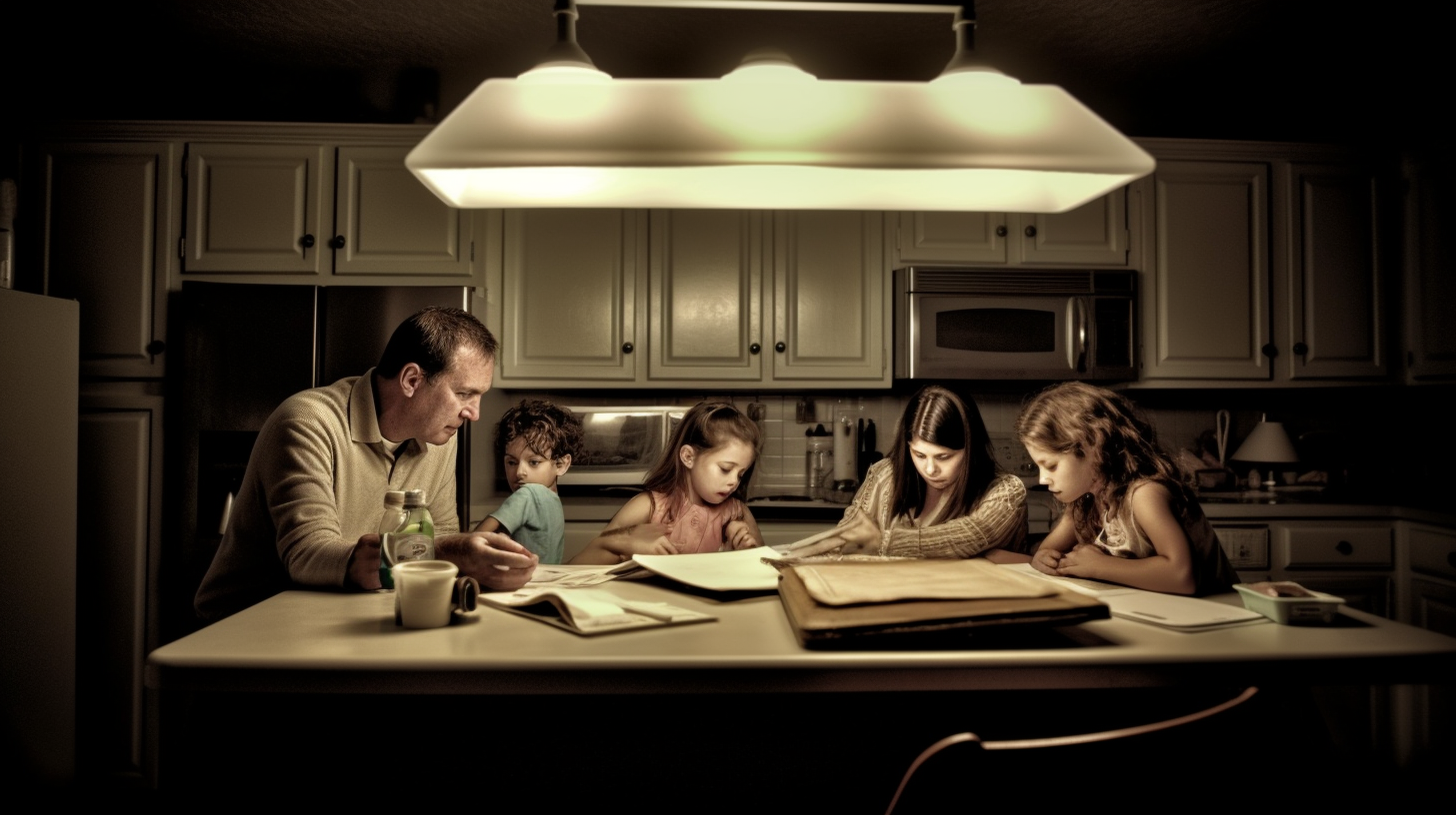 Family comparing energy bills to save money to see if they qualify for solar with soligo Family comparing energy bills to save money to see if they qualify for solar with soligo