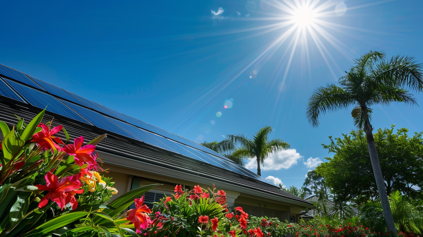 Close-up of a Soligo solar panel generating electricity under the Florida sun. Close-up of a Soligo solar panel generating electricity under the Florida sun.