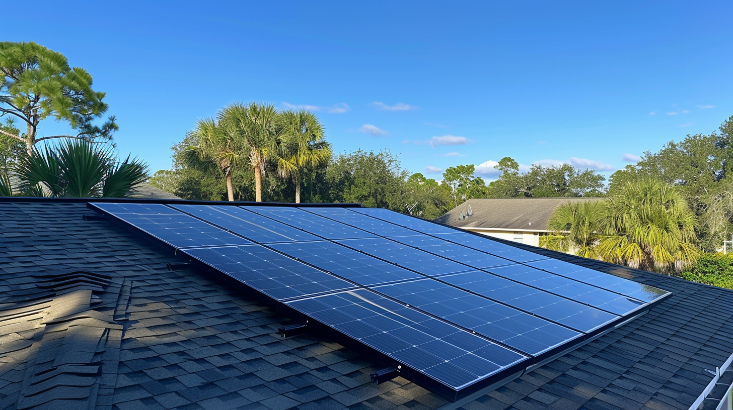 Florida home featuring a modern solar array installed by Soligo EPC contractor, with panels strategically positioned for maximum sunlight exposure. Florida home featuring a modern solar array installed by Soligo EPC contractor, with panels strategically positioned for maximum sunlight exposure.