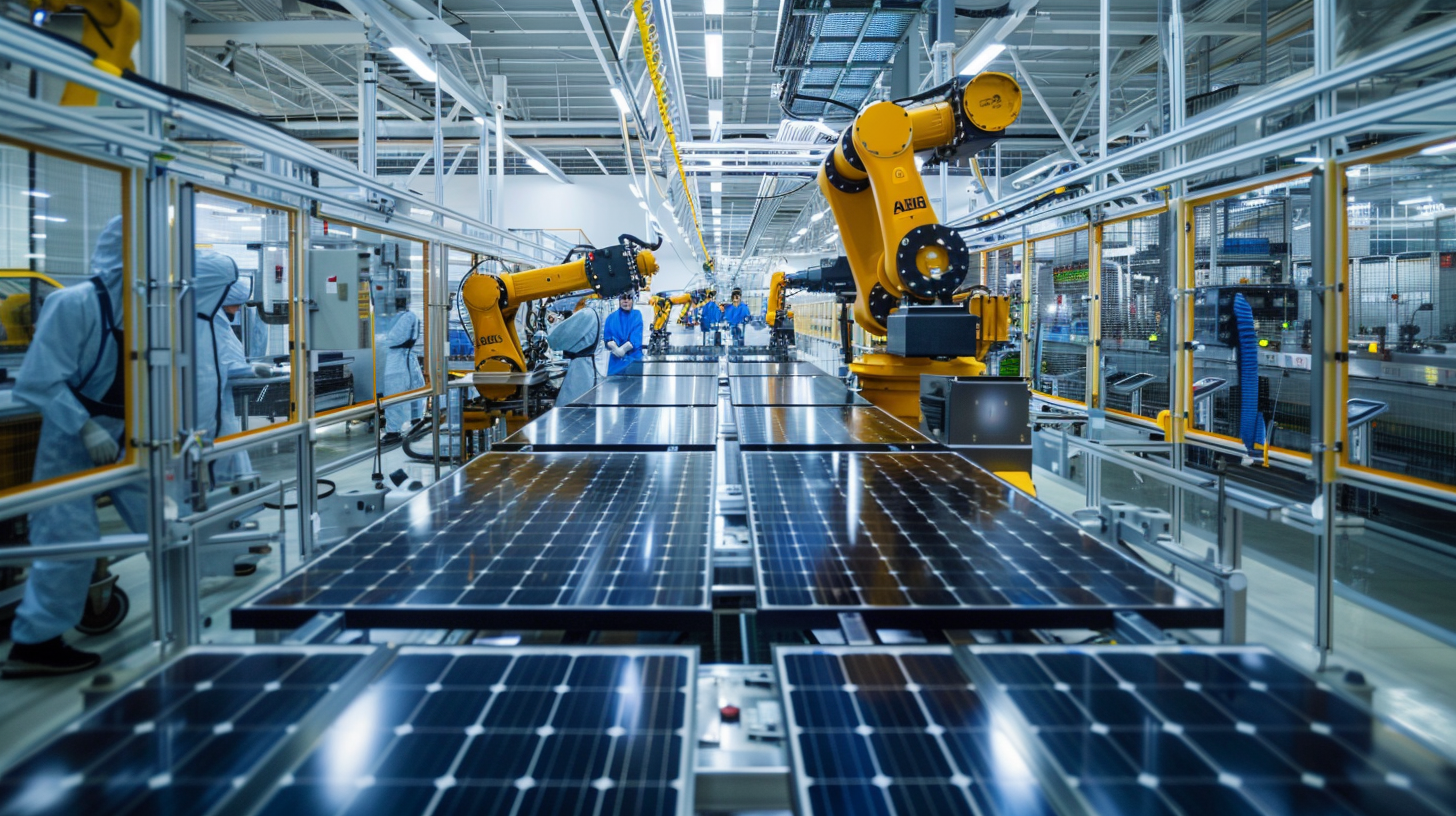 futuristic solar panel recycling center in Florida, where innovative machinery breaks down and sorts components from old panels. The facility is a marvel of sustainable design, with living walls of tropical plants and skylights allowing natural light to flood the space. Workers use augmented reality interfaces to manage the recycling process. In one area, reclaimed materials are being used to create new, more efficient solar panels. futuristic solar panel recycling center in Florida, where innovative machinery breaks down and sorts components from old panels. The facility is a marvel of sustainable design, with living walls of tropical plants and skylights allowing natural light to flood the space. Workers use augmented reality interfaces to manage the recycling process. In one area, reclaimed materials are being used to create new, more efficient solar panels.