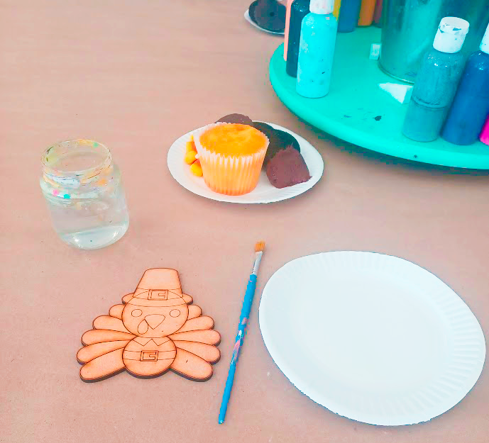 Turkey wood craft and cupcake at Once upon a Creation Turkey wood craft and cupcake at Once upon a Creation