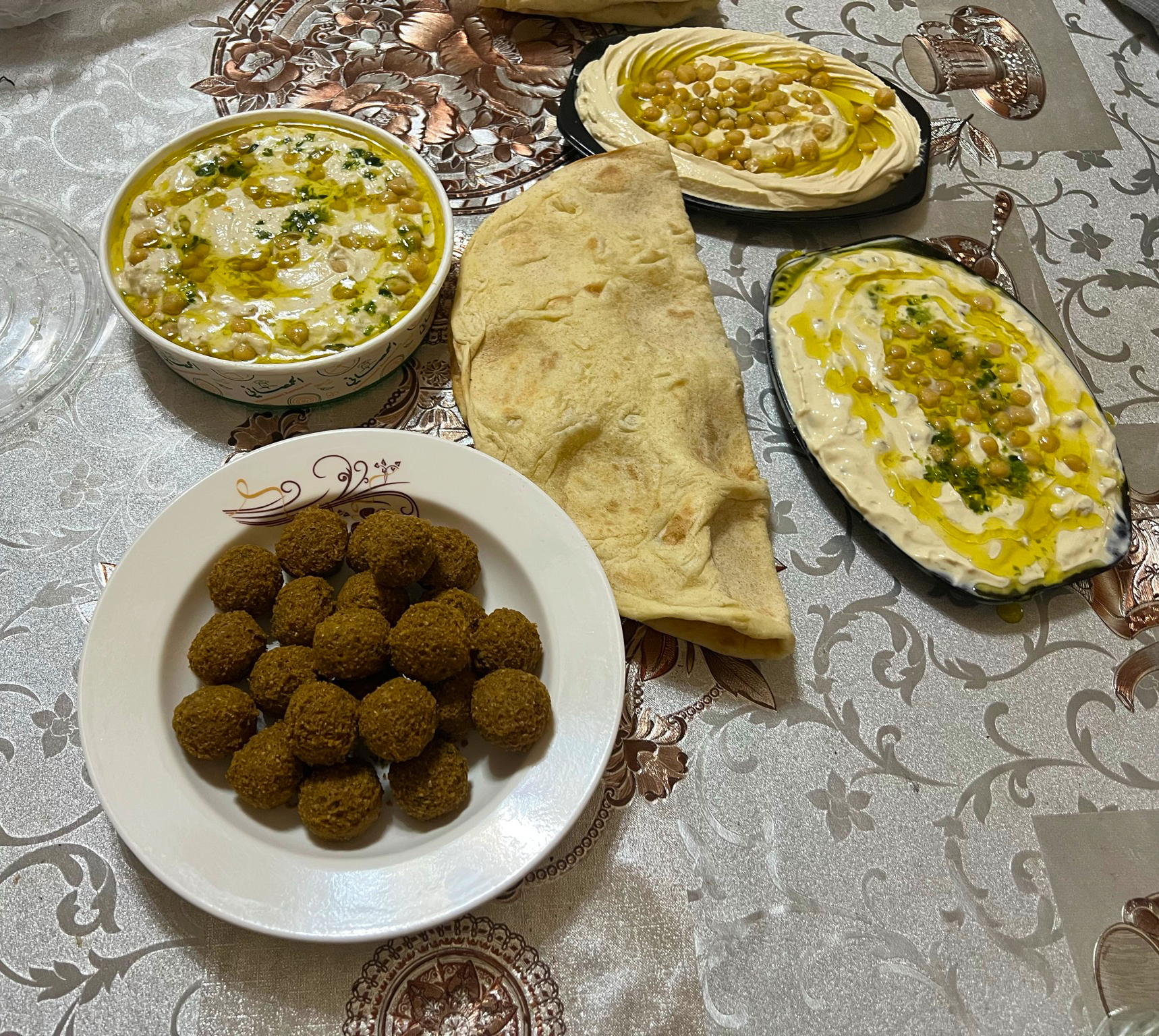 Hummus, falafel, and bread Hummus, falafel, and bread