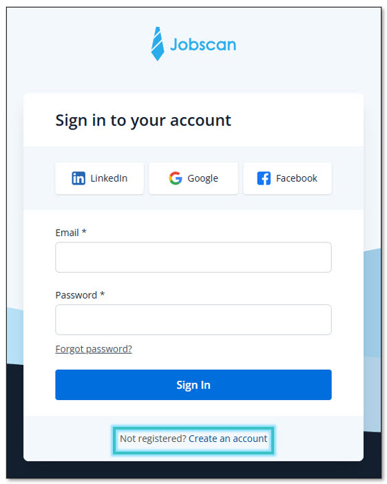 Highlight of Create an account in Jobscan Highlight of Create an account in Jobscan