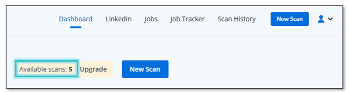 Highlight of available scans in Jobscan Highlight of available scans in Jobscan