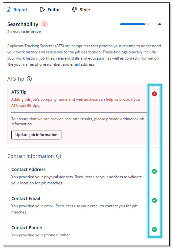 Jobscan drop down category example Jobscan drop down category example