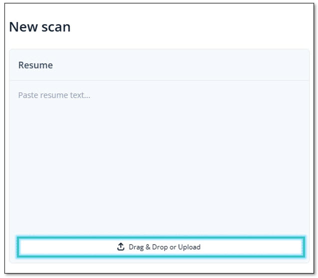 Highlight of Drag and Drop upload box in Jobscan Highlight of Drag and Drop upload box in Jobscan