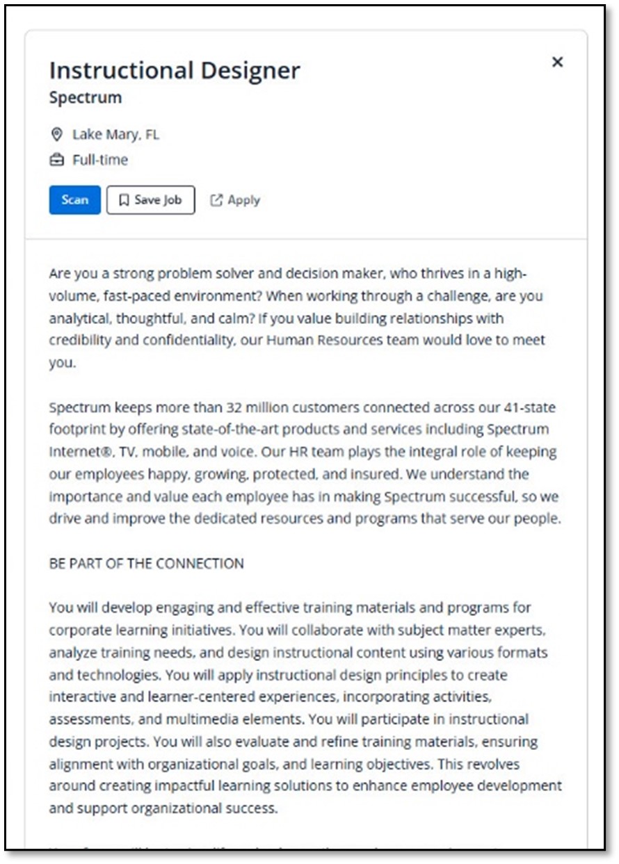 Job post example in Jobscan Job post example in Jobscan