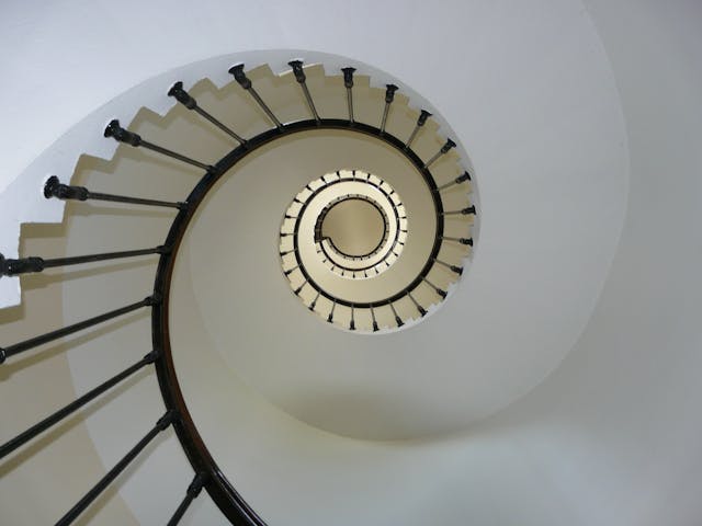 Black circular staircase Black circular staircase