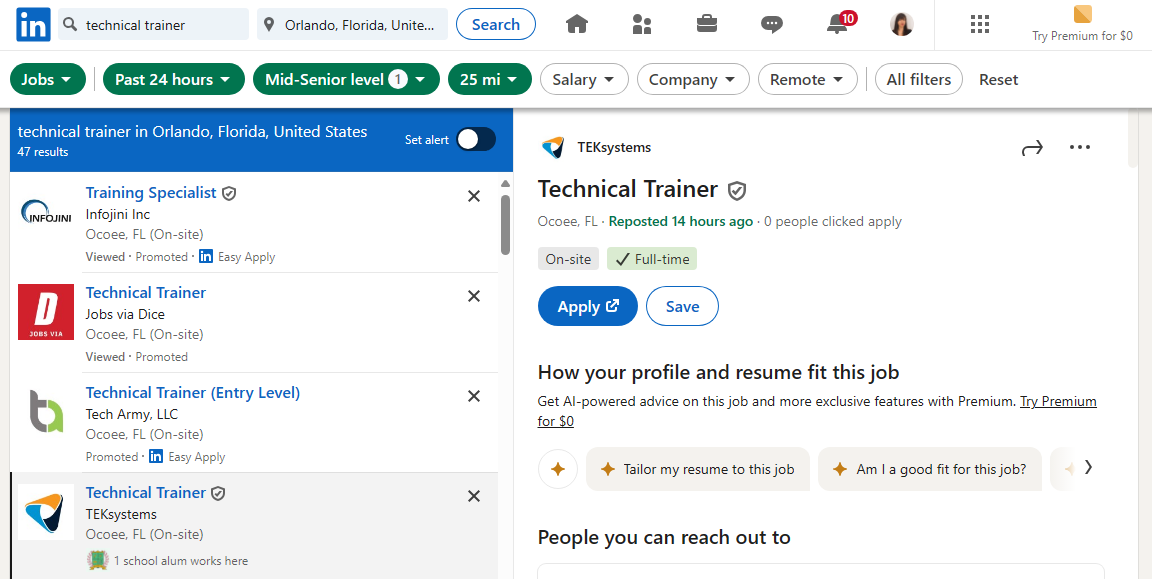 LinkedIn job search example LinkedIn job search example