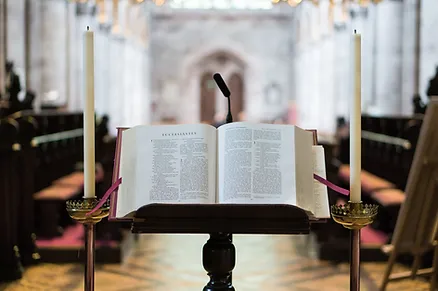 Church service book on lectern