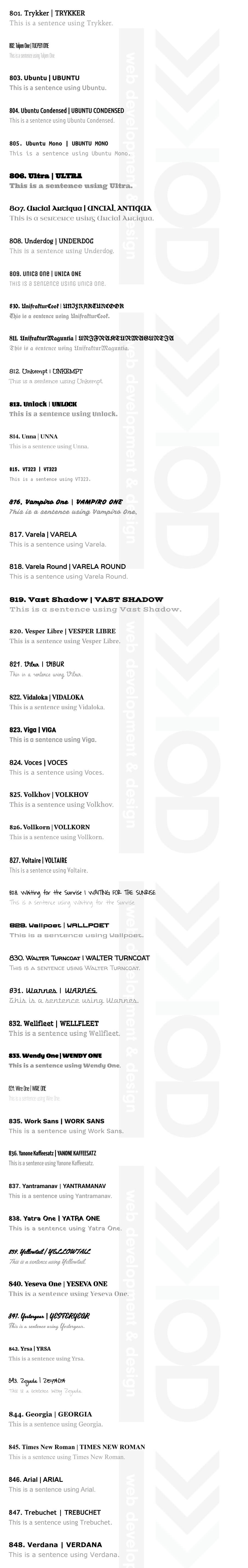 800 - 848 Website Fonts