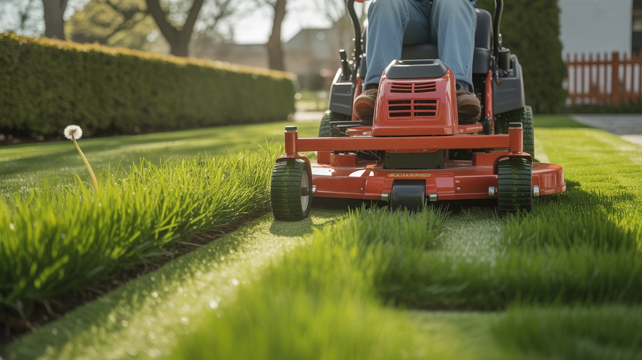 First lawn mowing of spring season at proper 3-inch height