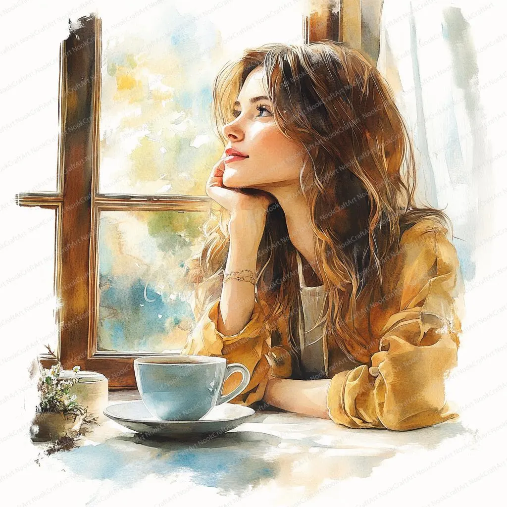 woman looking out window 