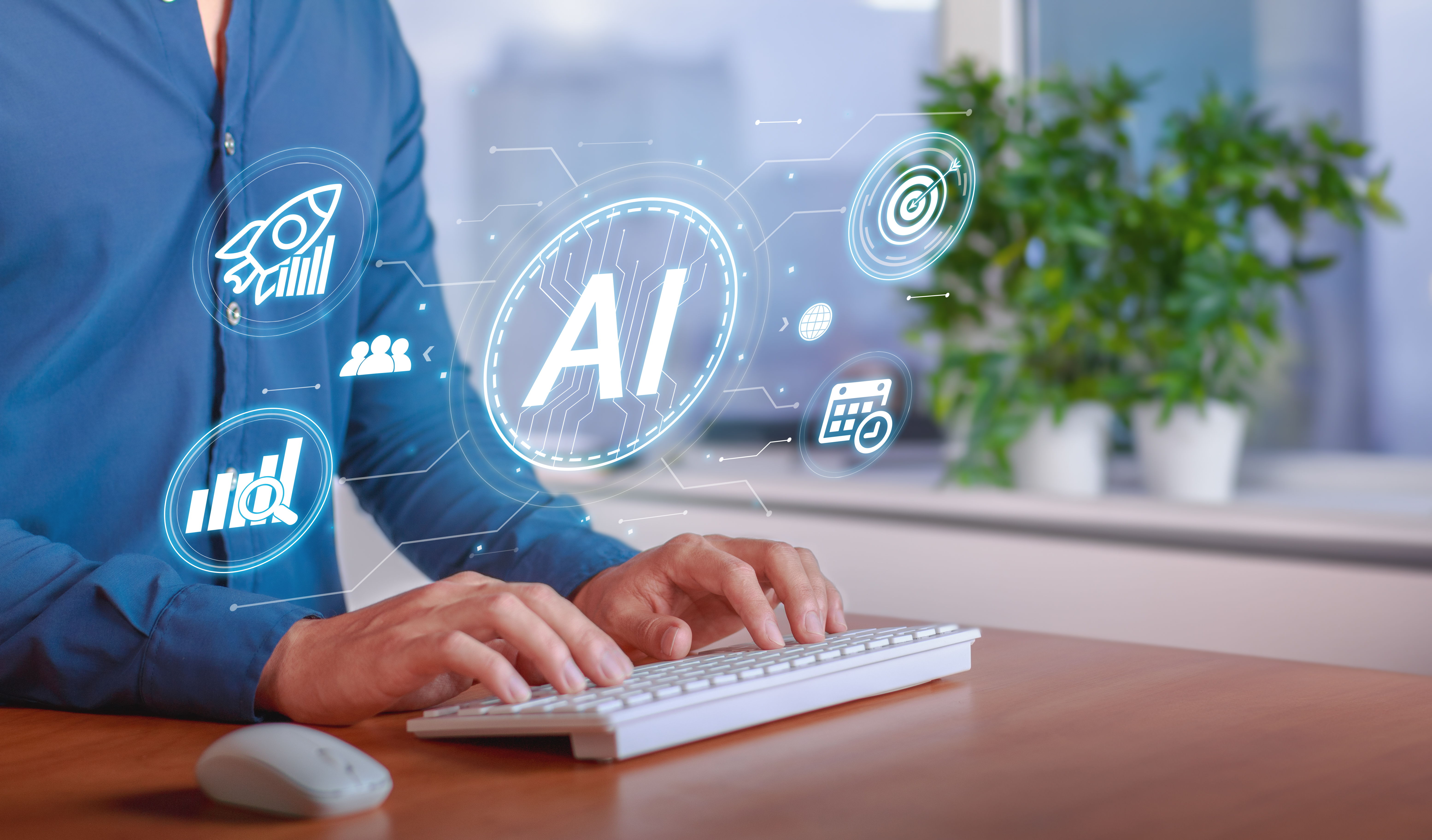 Business owner harnessing AI, scheduling automation