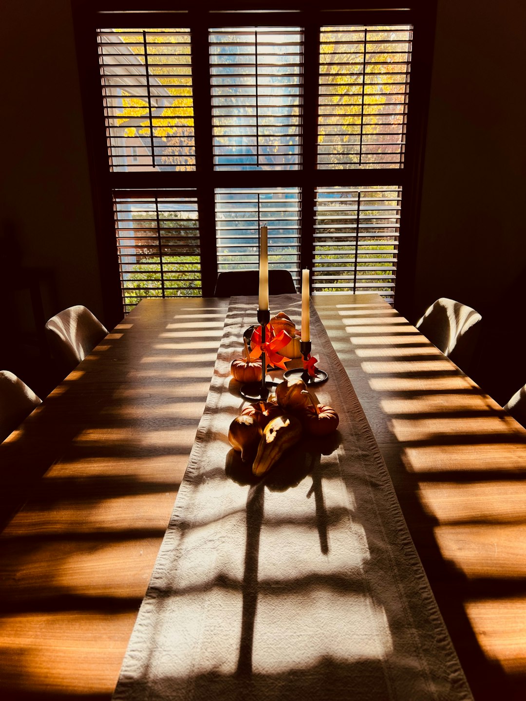 sunlight through window on table