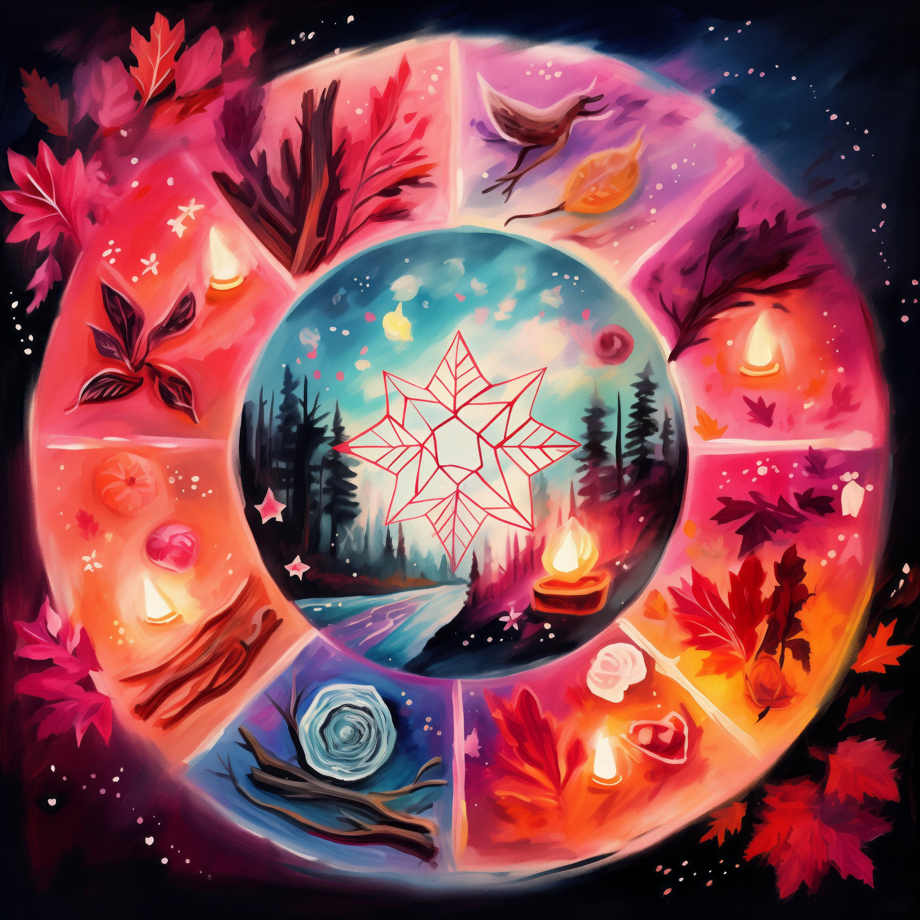 A graphic of the seasonal cycles with winter as the theme A graphic of the seasonal cycles with winter as the theme