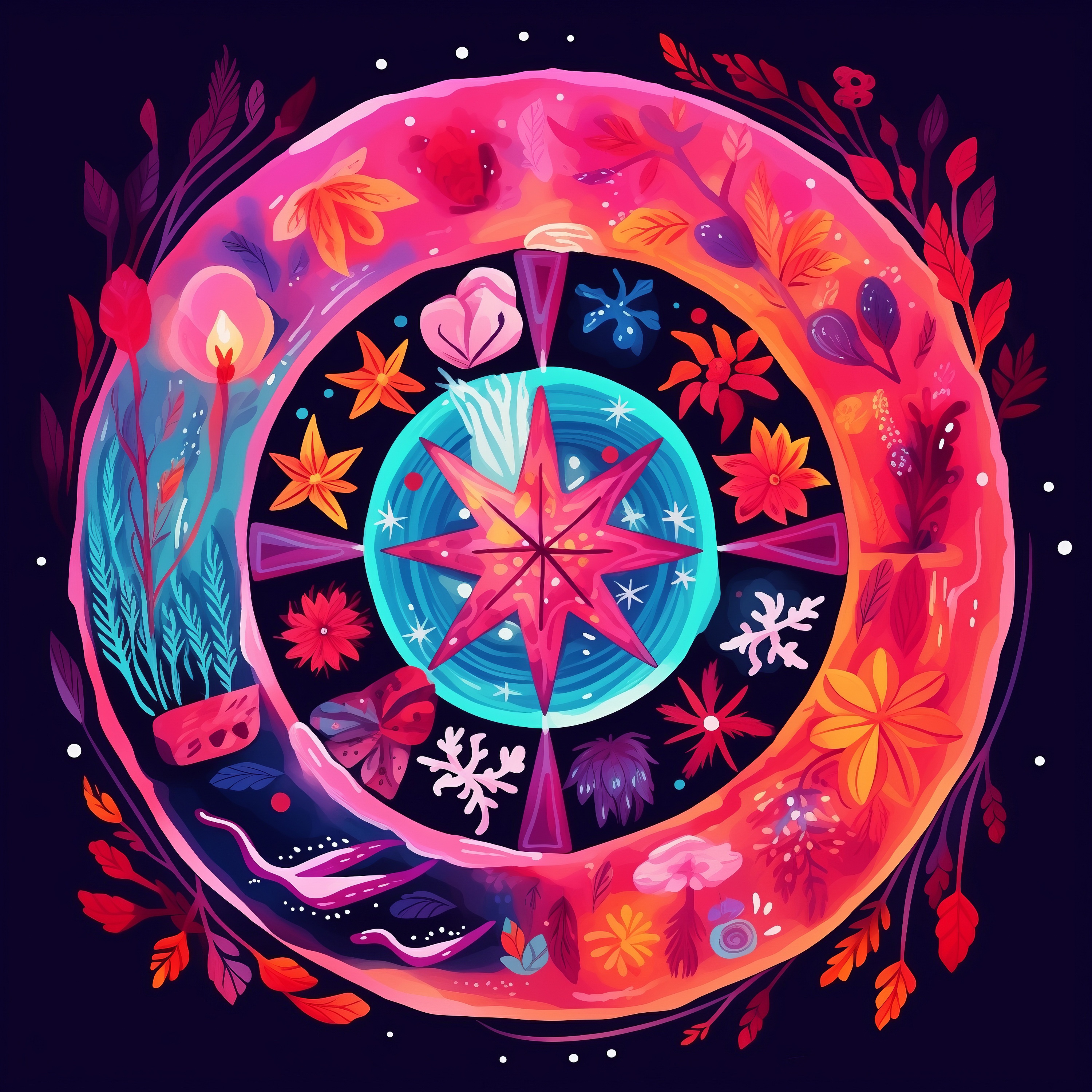 A graphic of the seasonal cycles with summer as the theme A graphic of the seasonal cycles with summer as the theme