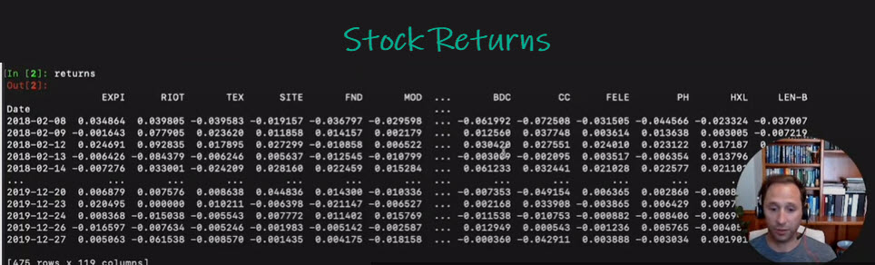 Stock Returns from our Scanner