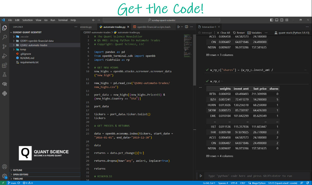 Quant Scientist Newsletter - Get the Code
