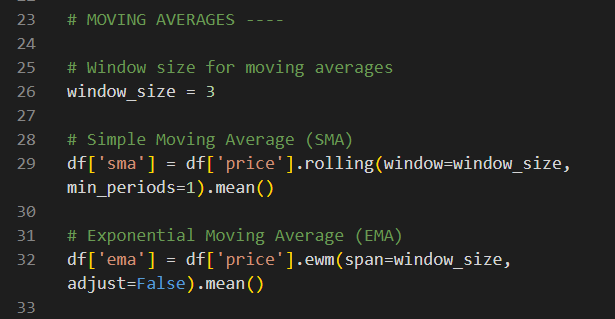 Moving Averages Code